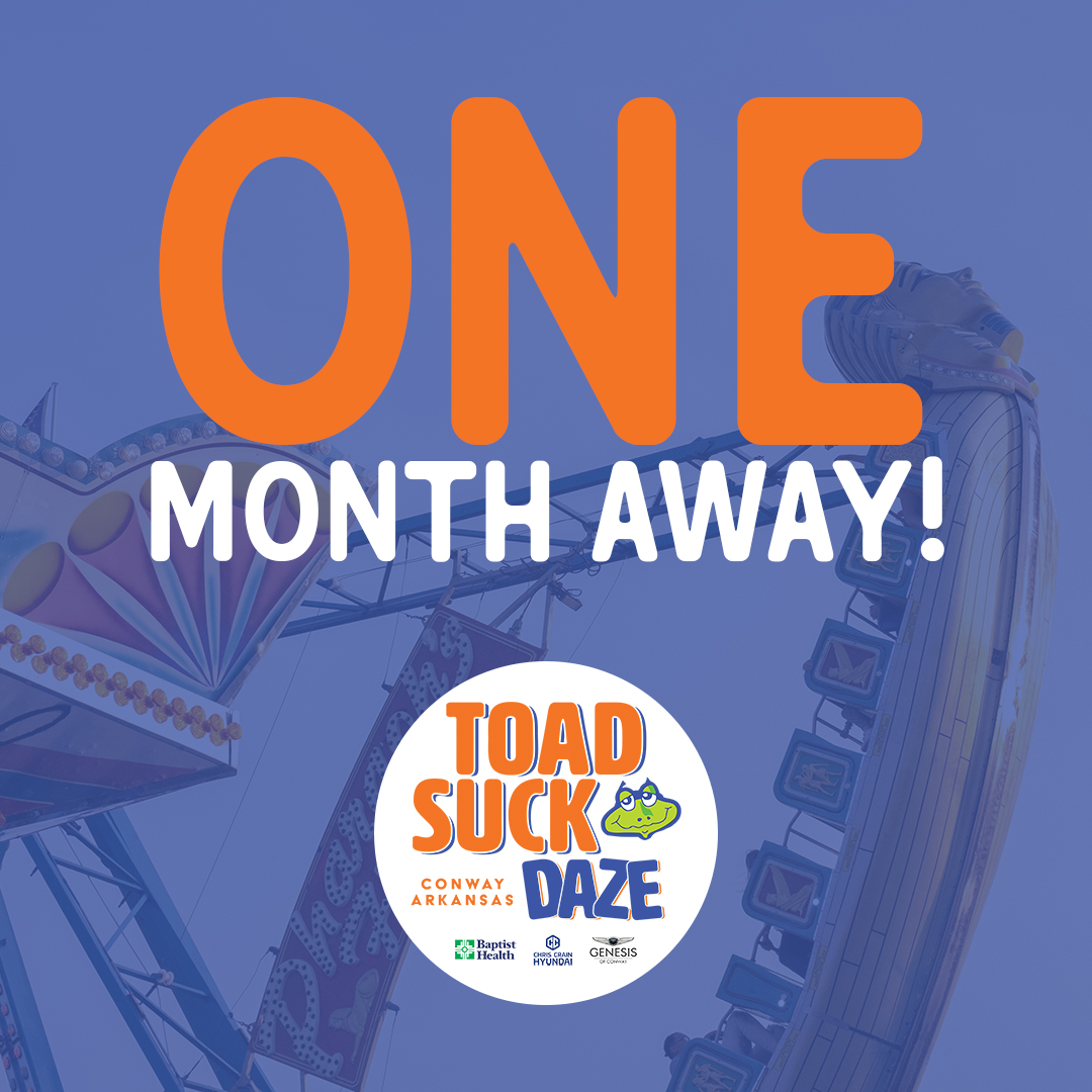 Not only are we one month away from Toad Suck Daze, but you're also just one day away from major announcements about this year's festival!