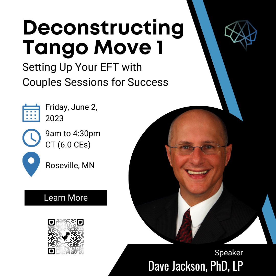 haugenperform's tweet image. Couples therapists: You DON'T want to miss this in-person workshop in Roseville, MN (Minneapolis area) with the talented Dave Jackson!

Scan the QR code or visit courses.haugenperformance.com/p/eft-tm1 to learn more! 

#TherapistsConnect #EmotionallyFocusedTherapy