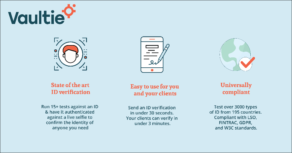 Attn lawyers: We're your bulletproof solution to digital trust and ID verification. Find out how our software features can protect your practice against fraud by subscribing to our newsletter hubs.ly/Q01Kfypt0 #digitalidentity #digitalsignature #kyc