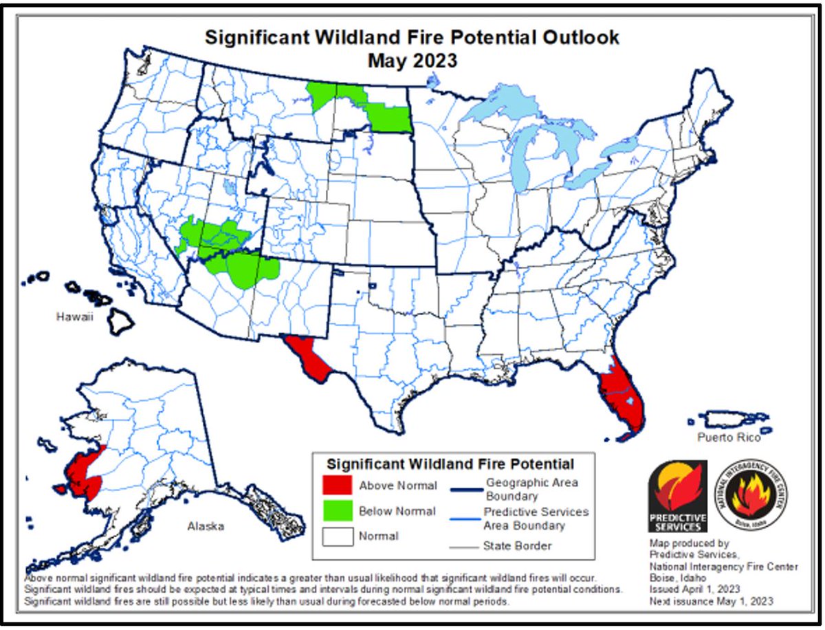 BLMFire's tweet photo. #NationalFireNews
Check out the latest #WildlandFireOutlook for April-July during #FireYear2023.
Click here to read more: https://t.co/nPoHYgsDi7
#WildlandFireOutlook #PredictiveServices @NIFC_Fire https://t.co/ODUep7hGbb