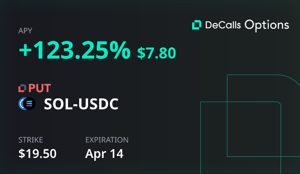 alkemx's tweet photo. Sold my first Token Option on @DeCallsNFT !
I agree to buy SOL for $19.5 until Apr 14!!

to do this I got paid $0.39 per SOL.

If SOL bombs down I will just have more SOLAMI. if it goes up I'm printing. if it stays the same price I get 7.8 USDC.

its a Win/Win/Win scenario 🔥🔥🔥 https://t.co/ZjURb6IJcc