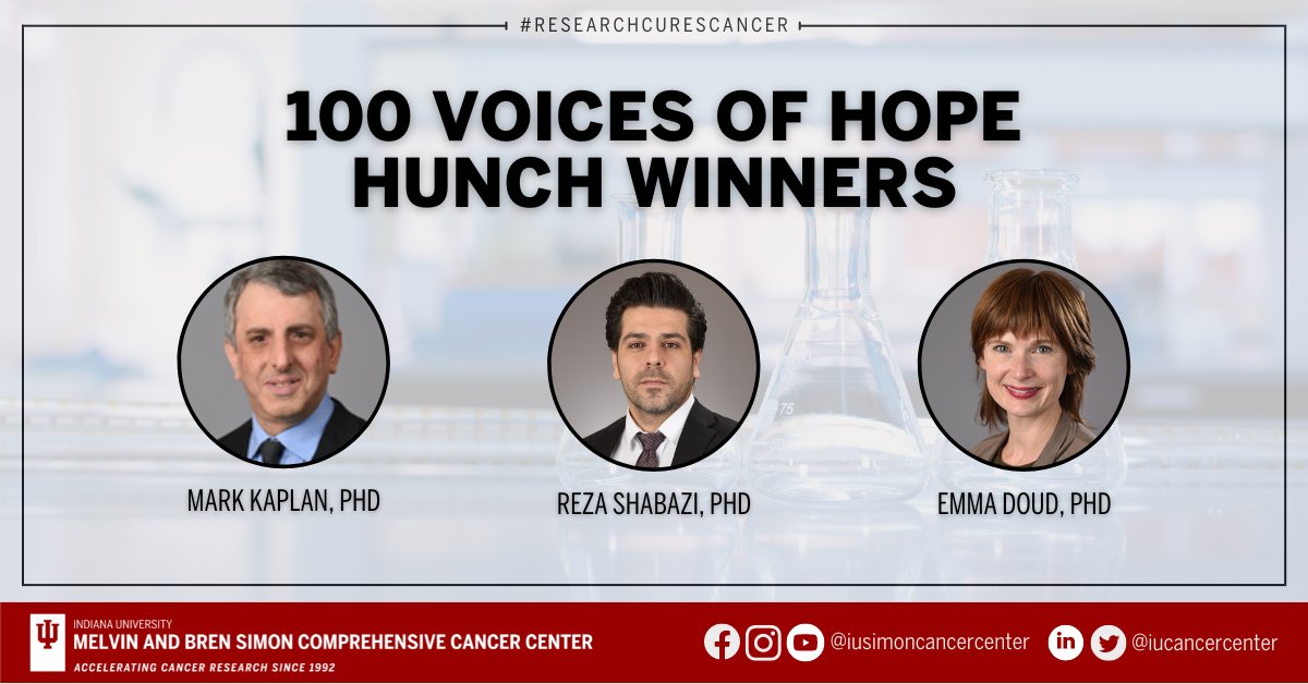 Congratulations to Drs. Mark Kaplan (@statfourwork), Reza Shabazi, & Emma Doud (@fireinlab) for being selected as the 2023 100 Voices of Hope hunch winners. Learn more about these hunches that explore new ways to treat, diagnose, & prevent breast cancer: ow.ly/TcCP50MYHB1.