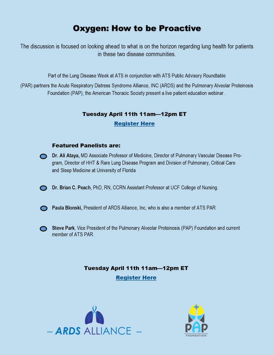 Join us next Tuesday for a live Webinar for Lung Health Week! 
Tuesday April 11th 11am—12pm ET
thoracic.zoom.us/webinar/regist…