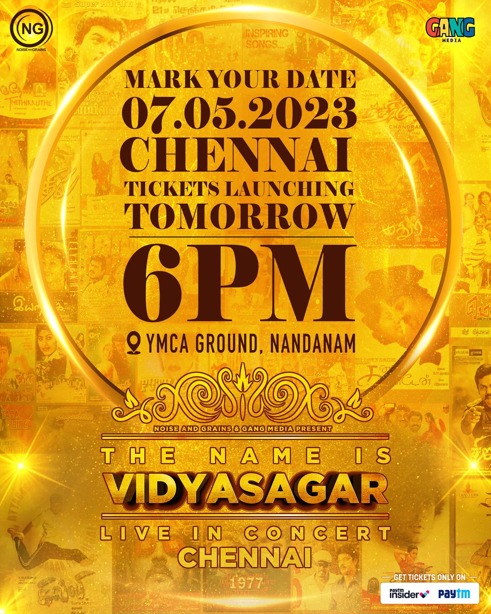 Chennai, the wait is over. 🎫 6pm tomorrow.

“The Name Is Vidyasagar🎶” Live in concert, Chennai🗼

Tickets @paytminsider

@VIDYASAGARMUSIC 
#gangmedia
@karya2000
@itisveer 
@onlynikil 
#NoiseandGrains #Liveinconcert #Chennai  #paytminsider