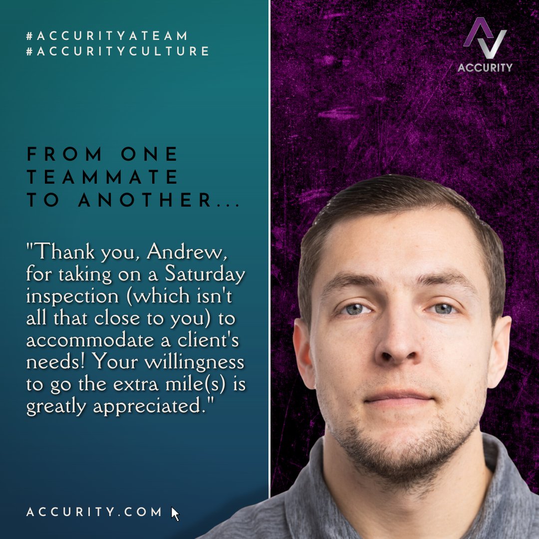 When team members feel their value, they are more motivated to work together towards a common goal. Awesome job, Andrew! 🥳

#accurityconsolidated #accurityateam #accurityculture #teamwork #support #success #culture #appraiser #appraisers #appraisals #valuation #bestinthebusiness