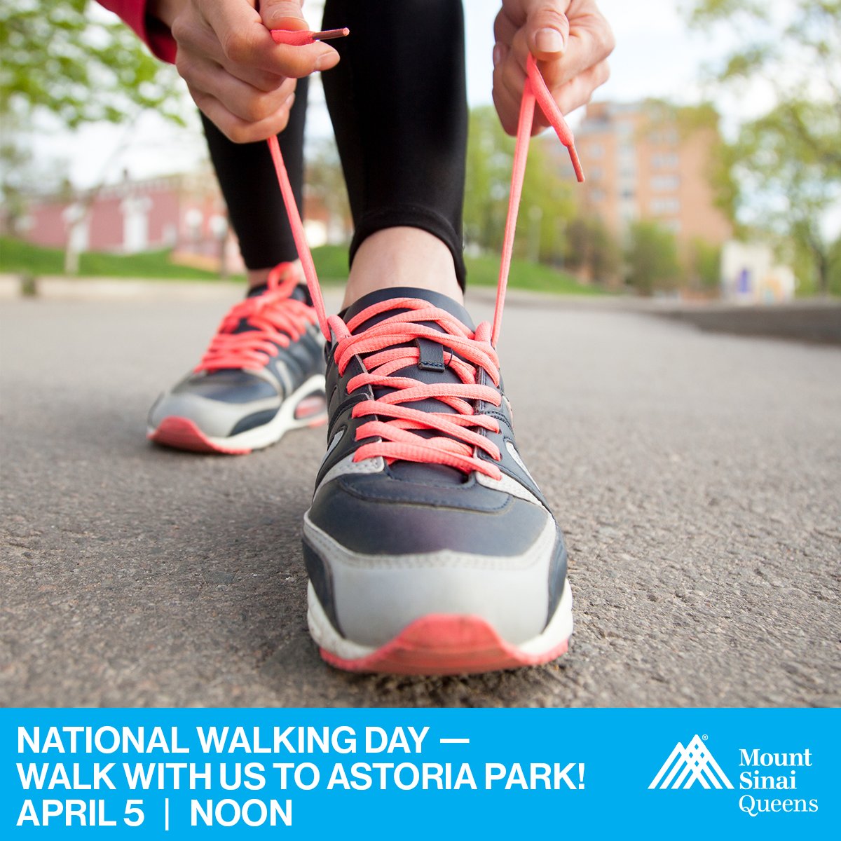 #QNS It’s #NationalWalkingDay. Take a brisk walk with our staff today at noon. Bring your sneakers and meet us at the Hospital entrance, 25-10 30th Avenue – please be on time. We plan to return to Mount Sinai Queens by 1 pm. bit.ly/3lGdDbo