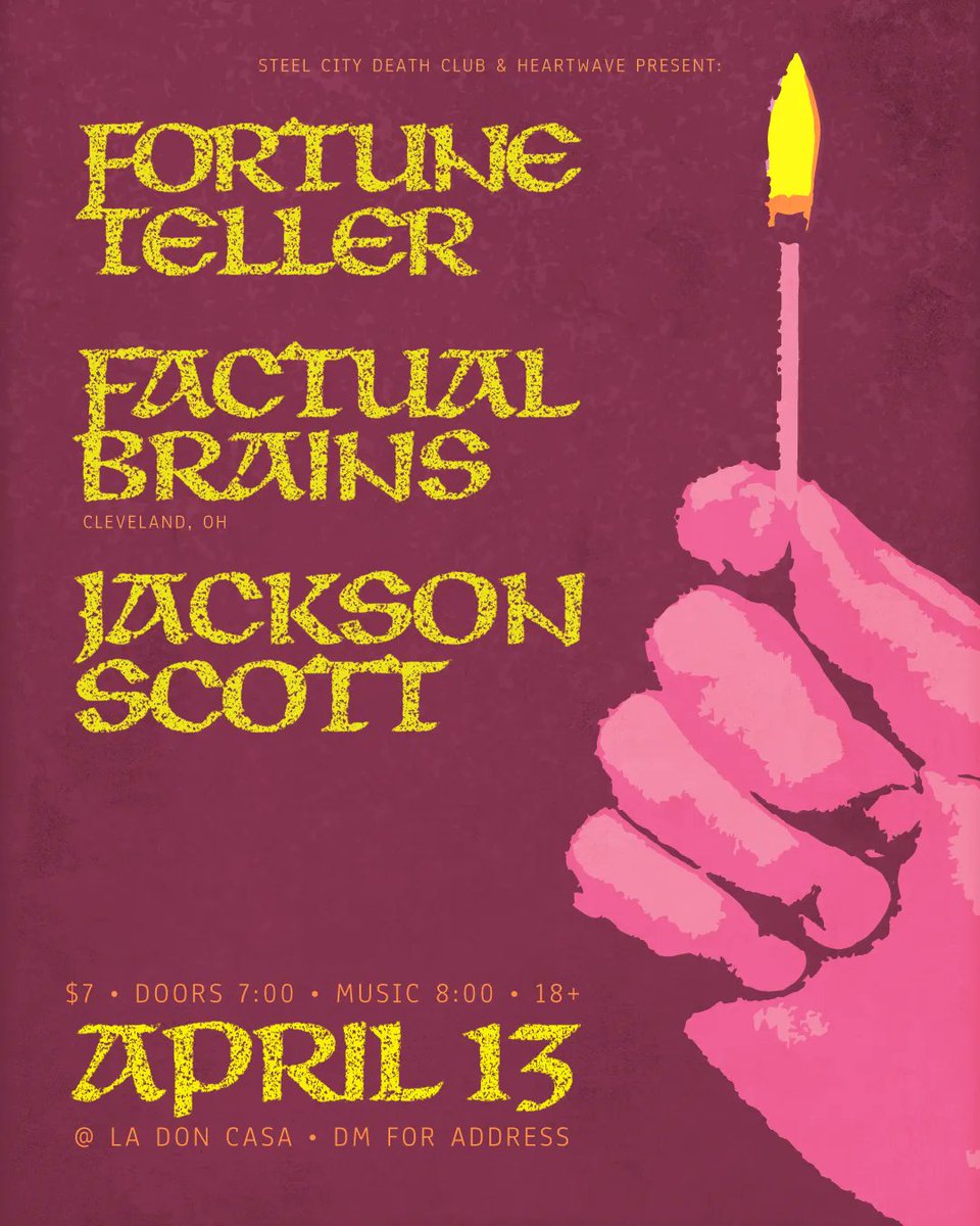 Hey guess what, we're back. It's been a while, we'll be making up for lost time at La Don Casa NEXT THURSDAY 4/13 with Jackson Scott and Factual Brains. Let's rip it up. DM for address. $7. Doors at 7:00. #SupportLocalMusicPGH