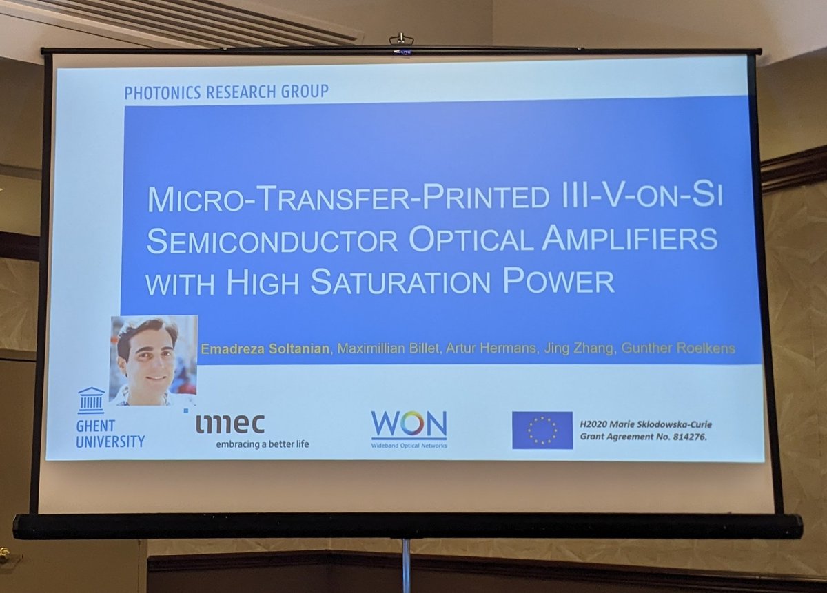 <a href="/WimBogaerts/">Wim Bogaerts</a> presenting high saturation power SOA  results from <a href="/EmadrezaS/">Emadreza Soltanian</a> at IEEE SiPhotonics conference in Arlington <a href="/PhotonicsUGent/">Photonics UGent</a>