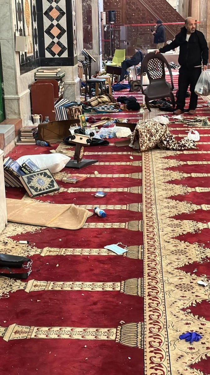The lsraeli aggression on Al-Aqsa. 
#SaveAlqsa