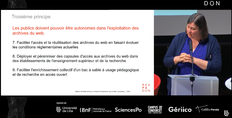 Respadon_Projet's tweet photo. Le colloque #webarchive @LILLIADlci se termine avec la présentation des préconisations du groupe de réflexion #ResPaDon par Emmanuelle Bermès @figoblog @Ecoledeschartes et Marie-Madeleine Géroudet (@univ_lille, SCD).
@COLLEX_IR 
➡️Cycle #ResPaDon : https://t.co/ysrv0vQbdG https://t.co/wuied8Xczl