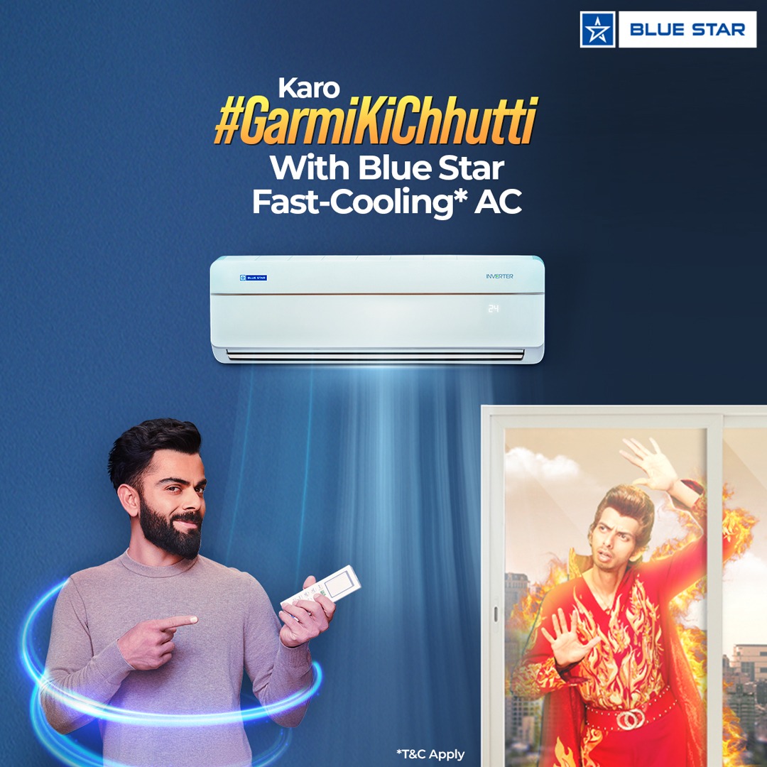 Don't let the summer heat melt you down! With Blue Star Fast-Cooling AC, stay cool all season long and karo #GarmiKiChhutti. 
.
To know more, visit the link: bluestar-offers.com/summer-2023-ai…

#BlueStar #BlueStarFastCoolingAC #FastCoolingAC #ViratKohli #Heatman #Summer #BeatTheHeat