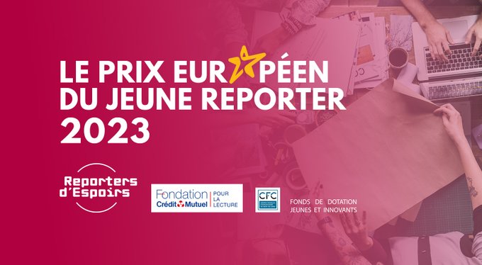 📢 L’ONG <a href="/reporterdespoir/">Reporters d'Espoirs</a> organise la 3e édition du #Prix européen du jeune reporter
🏆 10 000 € de dotations et 6 lauréats
📅 Candidatez jusqu’au 30 juin 2023
Toutes les infos : reportersdespoirs.org/prixeuropeen