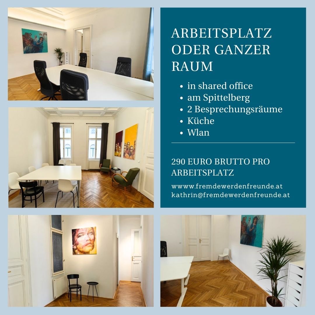 Wir haben im @FreundeSalon Büro am Spittelberg Arbeitsplätze oder auch einen ganzen Raum frei. Interessiert? Melde dich bei mir. So schönes Altbau-Büro, 2 Besprechungs/Coachingräume, Internet, Reinigung, alles dabei 😌