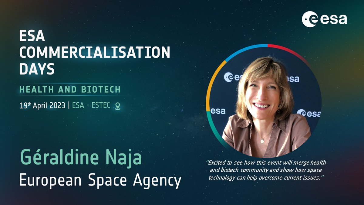 ESA_CommGateway's tweet photo. If you are an #entrepreneur, #startup, #investor or a passionate about #space you might want to join the #ESACommercialisationDays!
@NajaGeraldine, @ESA Director, will open the event with a welcome speech to all the participants.
https://t.co/3sf7IRsvLN https://t.co/ZFl6DaAS8e
