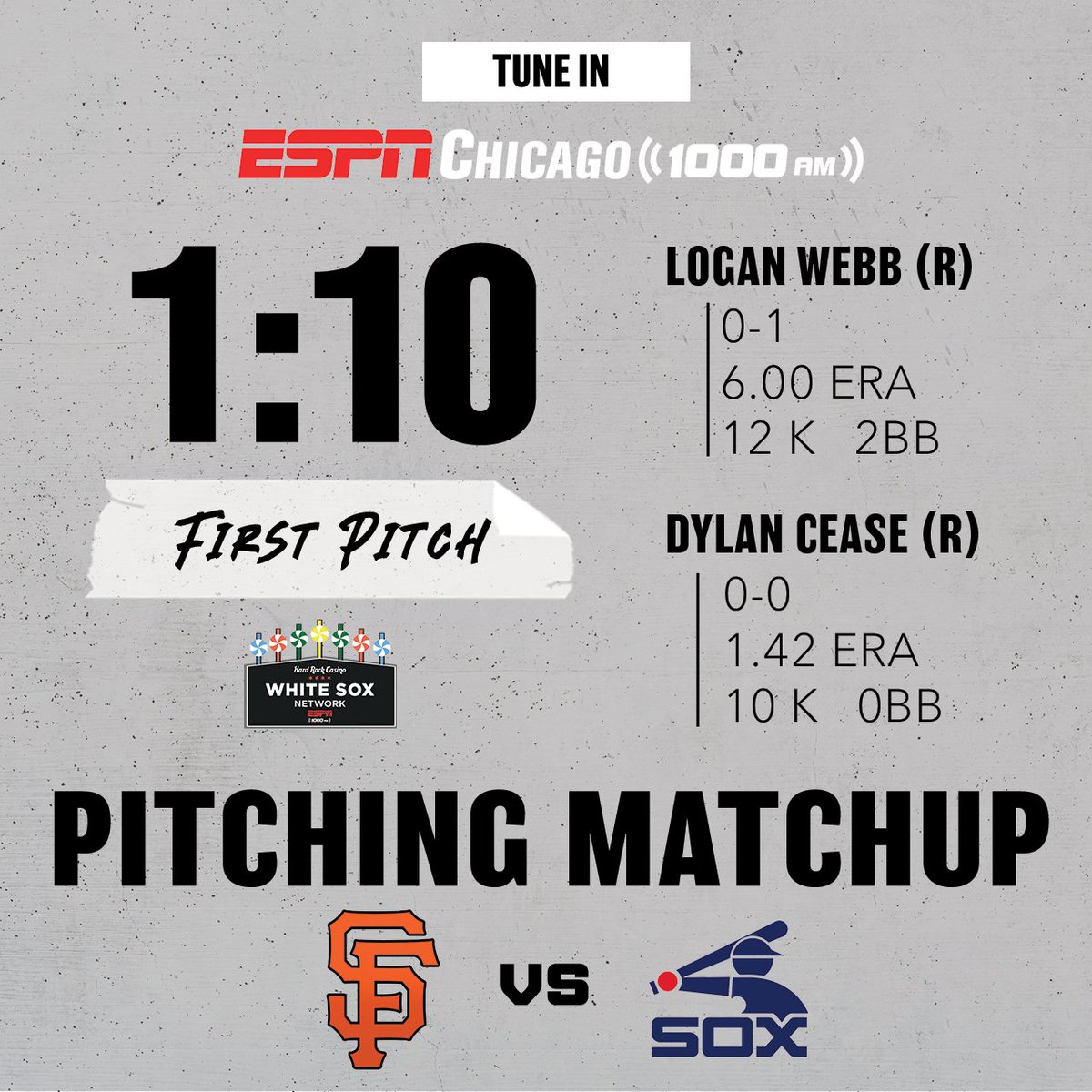 Dylan Cease back on the mound for the White Sox today!