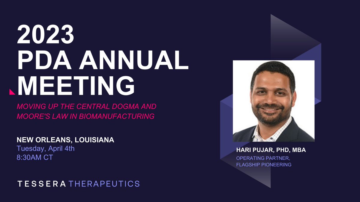 TesseraTx's tweet photo. This week at #PDAannual 2023, our COO, Hari Pujar, will discuss the advances in biomanufacturing and the impact they have on the speed of drug discovery. Learn more here: https://t.co/kqF7bndS66 https://t.co/aBbOnLJ4YC
