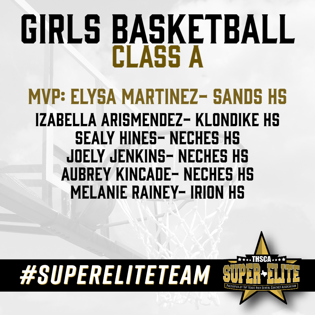 THSCAcoaches's tweet photo. Introducing the THSCA 1A Girls Basketball #SuperEliteTeam! 🔥👏 Big shoutout to these athletes for their admirable athletic achievements this season!

https://t.co/IpcYxUZQUf https://t.co/KC6lurLJcQ