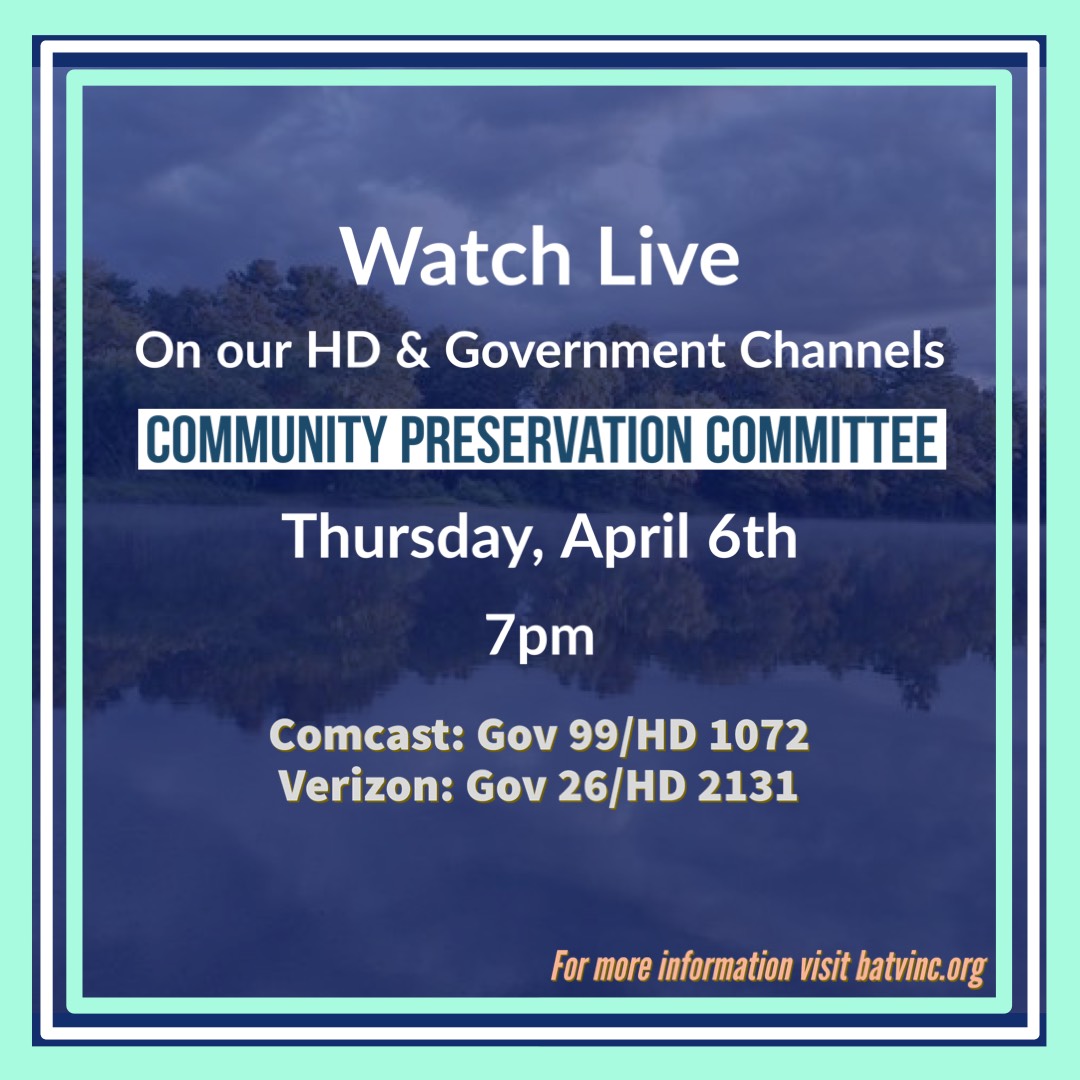 Watch the Billerica Community Preservation Committee Meeting tomorrow night, Thursday, April 6th, at 7 pm. 
Available on our HD &amp; Government Channels. 
Comcast: Gov 99/HD 1072
Verizon:  Gov 26/HD 2131