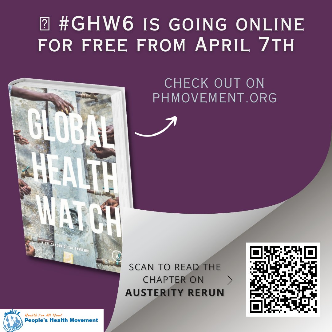 PHMglobal's tweet photo. 📣 #GHW6 is going online for free on April 7th! 💻 Get a sneak peek at the upcoming release with a teaser chapter on the highly debated topic of austerity rerun. 📖 #FreeChapter #austerityrerun #globalhealth #GlobalHealthWatch
https://t.co/92TWnrcQ67 https://t.co/R9ig5Bfu2e