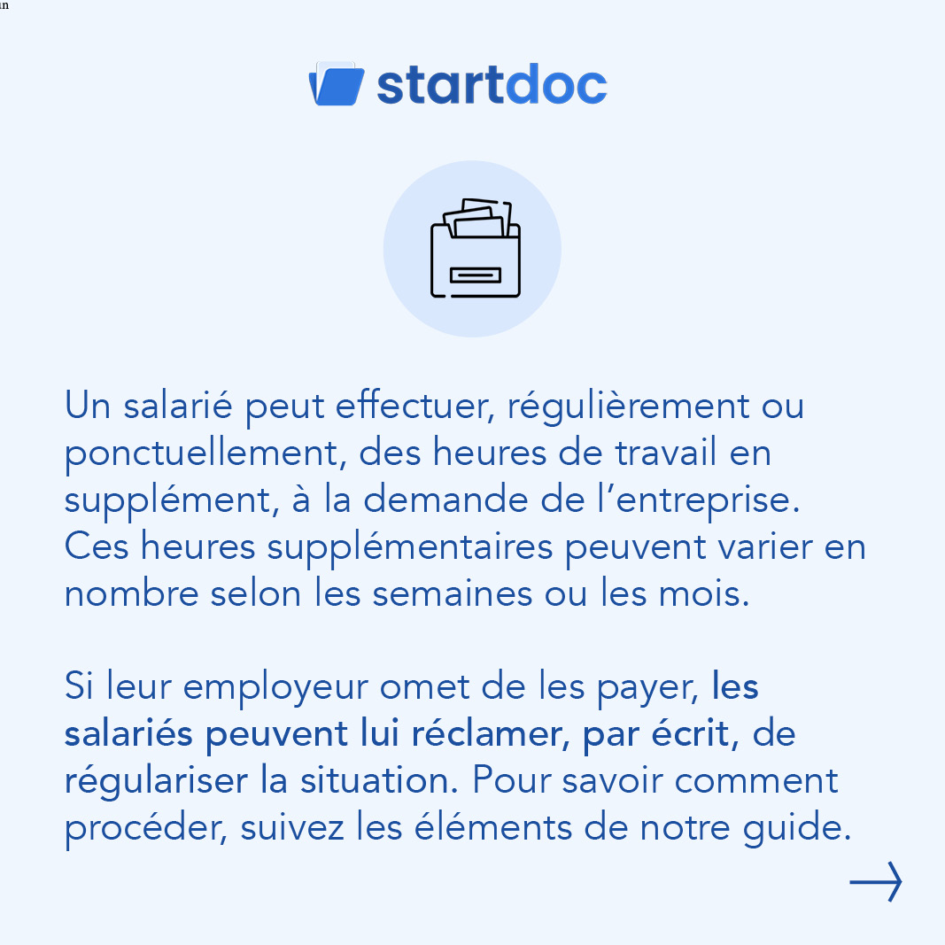startdocfr's tweet image. GUIDE : Comment réclamer le paiement de ses heures supplémentaires ? 💡

Retrouvez notre modèle de lettre "Demande de paiement des heures supplémentaires" 100% gratuit sans téléchargement sur startdoc.fr ➡️ startdoc.fr/documents/122-…