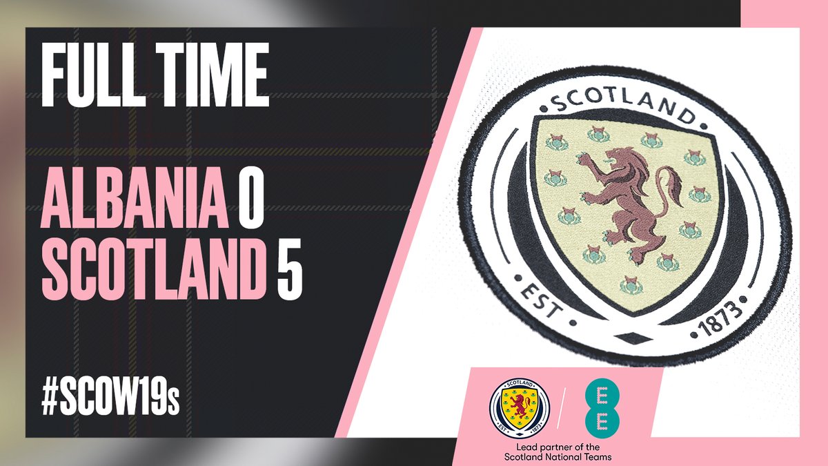 #SCOW19s | FULL TIME: Albania 0-5 Scotland. Braces from Jodi Mcleary and Maria McAneny, along with an Eilidh Adams strike seal the victory in Tirana. #YoungTeam
