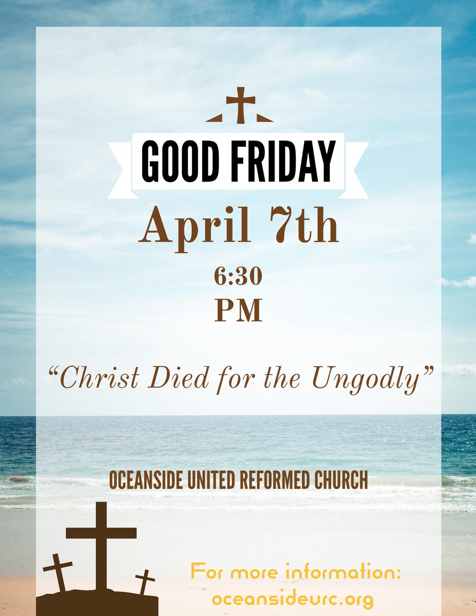 You’re invited & welcomed as we sing, pray, & hear the old, old story of Jesus & his love.
#goodfriday #jesus #jesusdiedforyou #jesuscross #crucifixion #findforgiveness #goodnews #church #christianity #reformedchurch #reformedtheology #oceanside #carlsbad #vista #northcountysd