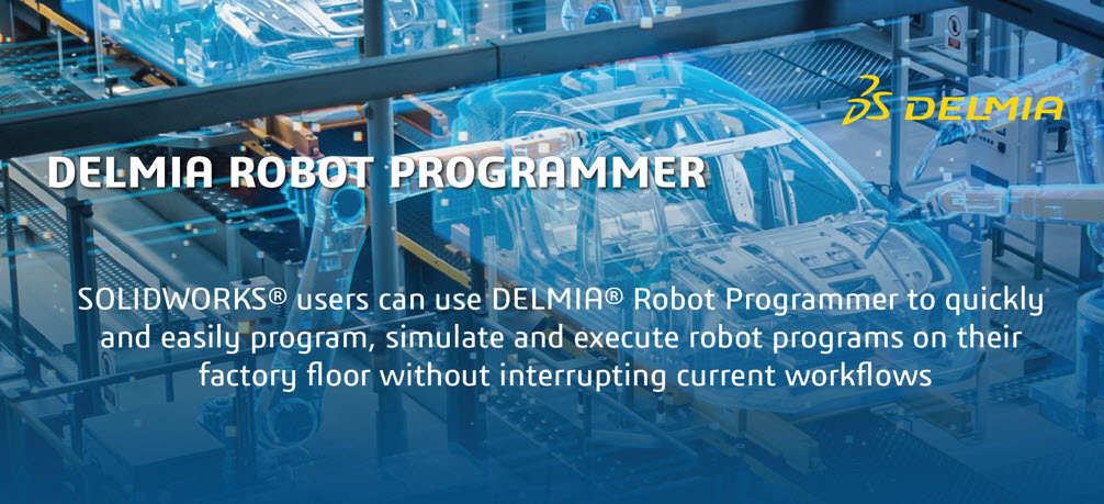 SOLIDWORKS's tweet photo. Join us at #AssemblyShowSouth and discover how DELMIA Robot Programmer can help you easily program, simulate and execute robot programs on the factory floor without interrupting current workflows. Visit us at BlueBay Automation’s booth 754 for live demo and special discount. https://t.co/YmtNJTUeuZ