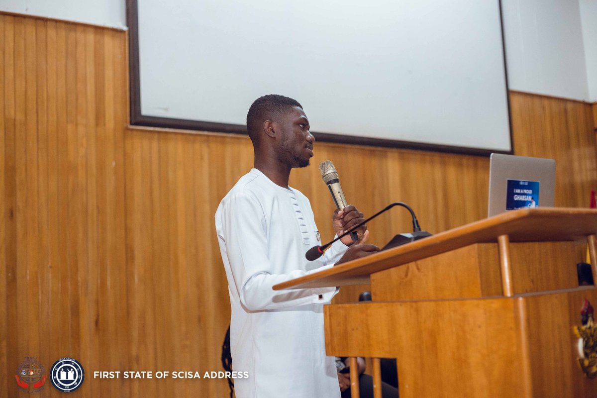 thescisaknust's tweet photo. 📸 STATE OF SCISA ADDRESS;
“I'm here today before the fifth Senate as the Chief spokesperson for the Science Students’ Association, to give account on my stewardship of the administration.”
“SCISA is undoubtedly the best”...he starts!
#WeHoldTheWorld | #StateOfSCISA https://t.co/uu9V4DIZ0B