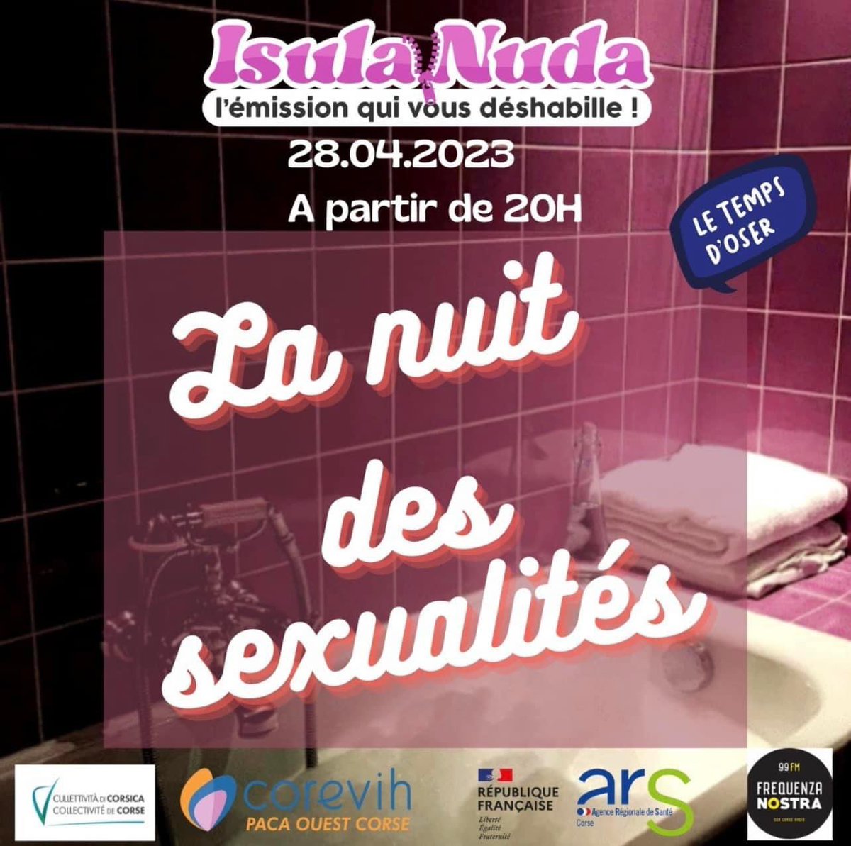 [ISULA NUDA] La nuit des sexualités🔞 Vous souhaitez témoigner ? Poser une question sur la Santé Sexuelle, les sexualités ? (Anonyme) Laissez un message vocal ou sms au 0612835952 ou envoyez un mail sur : isulanuda@gmail.com @FrequenzaNostra @ARSCORSE1