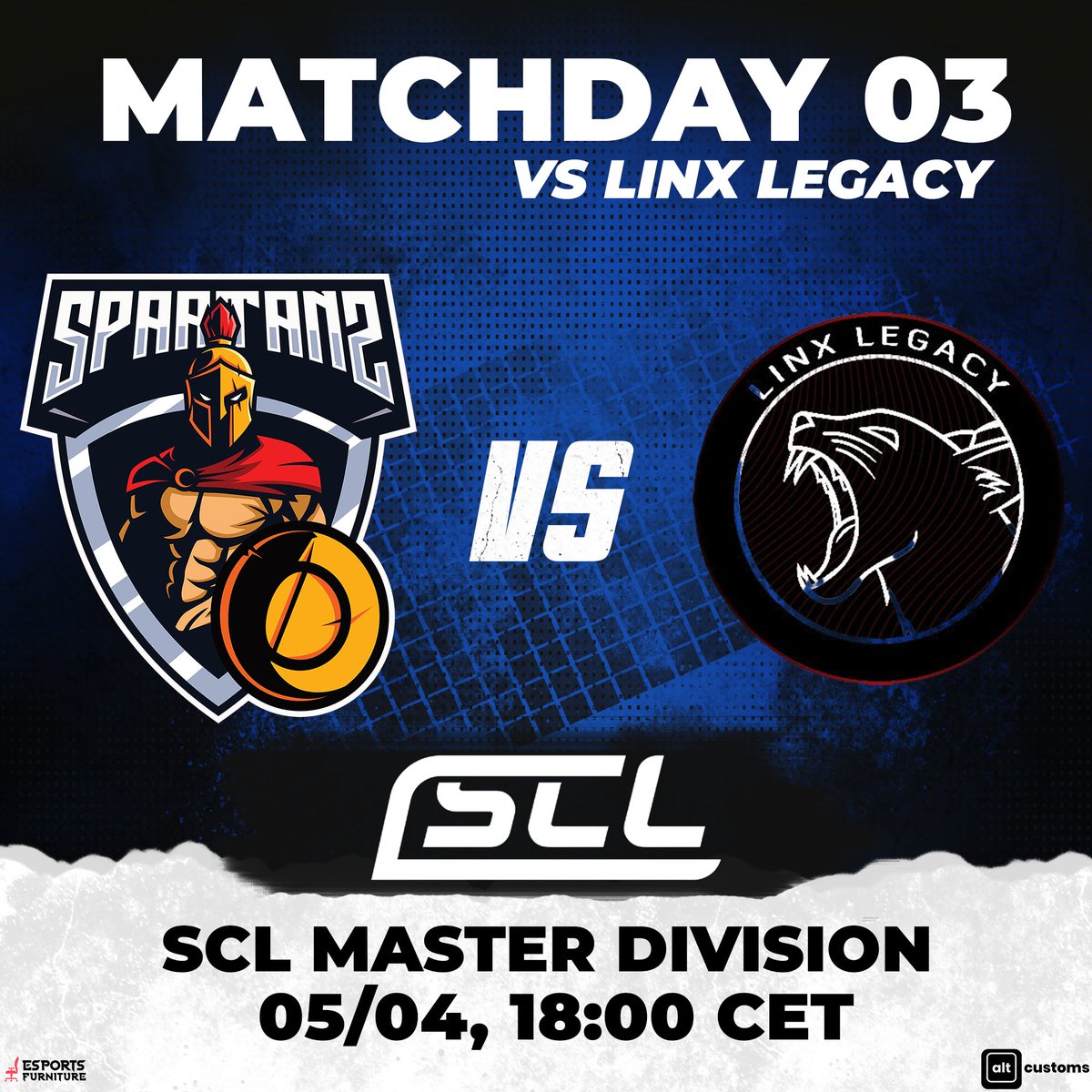SpartansEu's tweet photo. It's another matchday for our CS:GO roster!
⚔️MATCHDAY 03
🗓️05/04/2023
🆚@LinxLegacyGG
🏆@scleague_net Master Divison
🕔18:00 CET
📺https://t.co/MJyeWzqMR8
#CSGO #esports #gaming #SCL #SPARTANS #LINXLEGACY #competition #gamingcommunity #livestreaming #elevateyourgame https://t.co/1Bb2NYfkUk