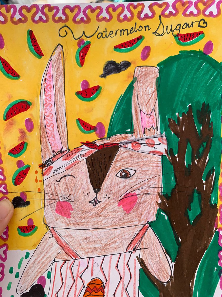 AndrewKFulton's tweet image. My 9 year old daughter’s artwork. Great song