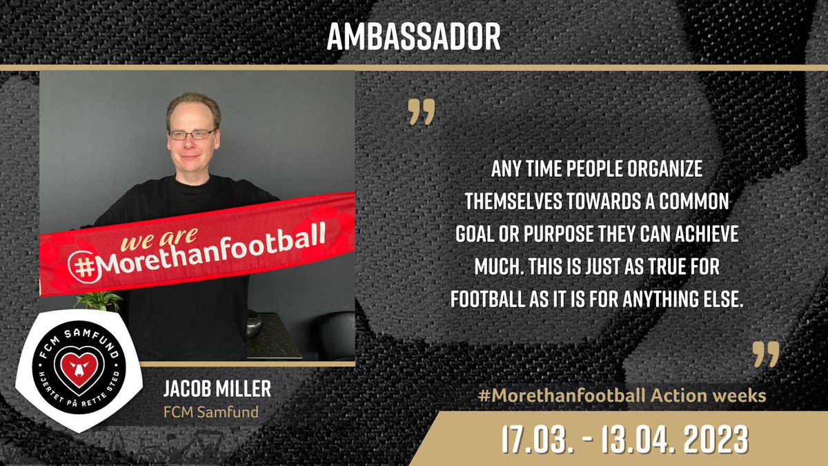 eumorethanagame's tweet photo. Today we present you 3 ambassadors from @fcmidtjylland and their thoughts, related to the #Morethanfootball campaign. ⚽️
Feel free to have a look at the posts with their inspiring quotes.
Stay updated for the upcoming ambassadors!!
#efdn #wearemorethanfootball #CSRinfootball https://t.co/V0dV2MWcRk