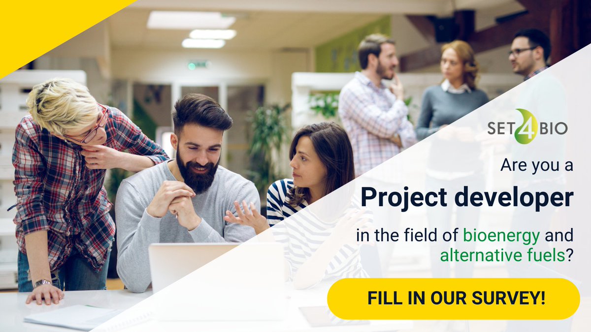 💡Are you a project developer in the field of #bioenergy and alternative #fuels? 

We are looking for your input to better understand what your needs are to create a tailored support programme in @SET4BIO proj
Just 6, optional questions. 

Take the survey:
ec.europa.eu/eusurvey/runne…