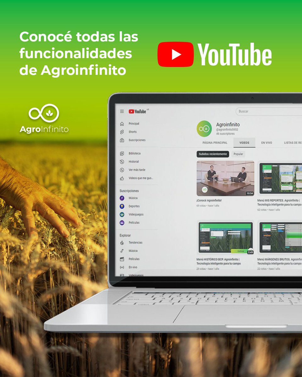 Si estás empezando a explorar la plataforma, nuestro canal de Youtube es tu mejor aliado. Podés encontrar tutoriales con ejemplos claros y precisos sobre cada una de las funcionalidades.💻🎥

youtube.com/@agroinfinito5… 👍

#tutoriales #Youtube #youtubevideo