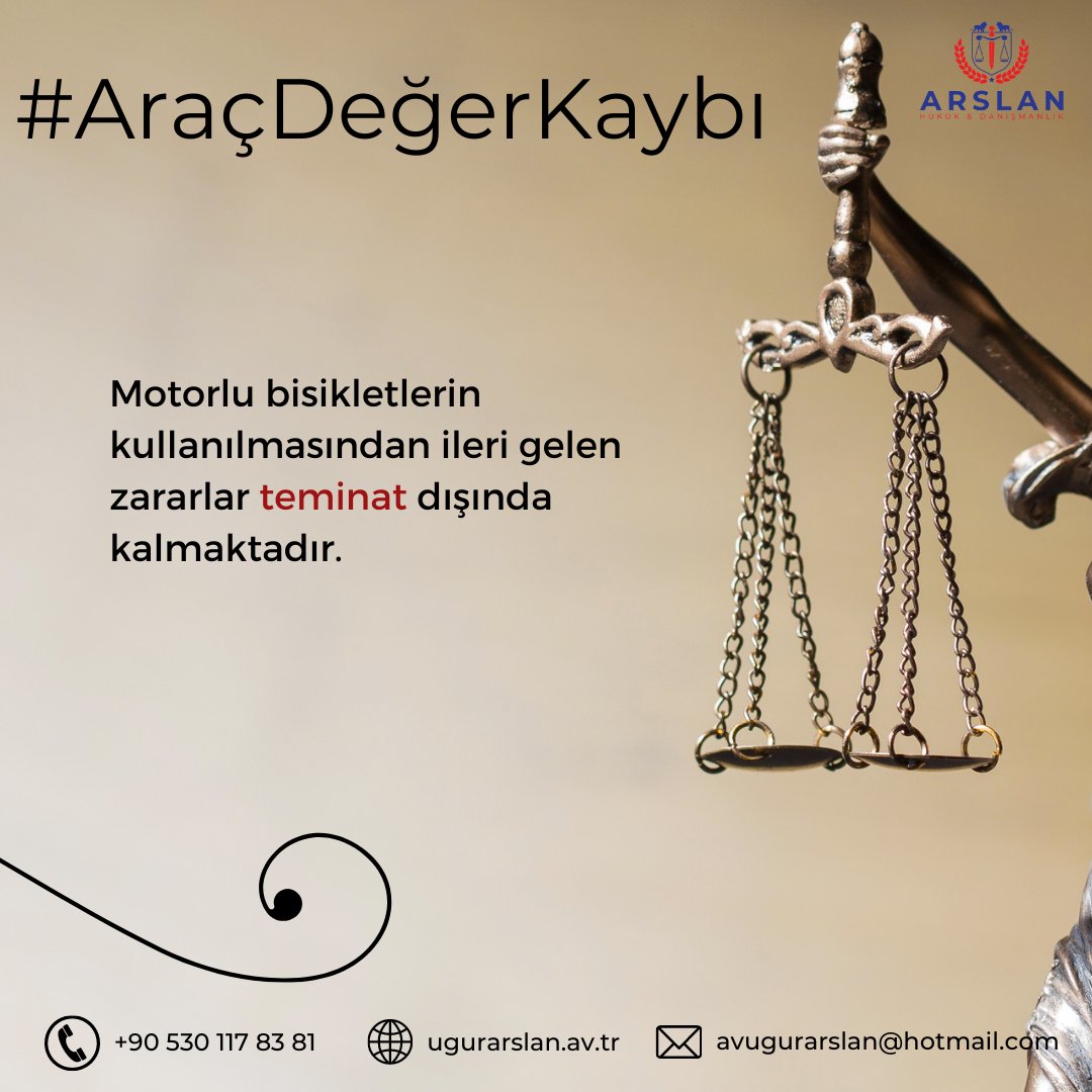 📌 Detaylı bilgi ve iletişim için ;
 ☎ +90 530 117 83 81
📩 avugurarslan@hotmail.com
🌐 ugurarslan.av.tr
----
#araç #araçdeğerkaybı #araçdeğerkaybıdanışmanı #araçdeğerkaybıdavası #araçdeğer #trafik #sigorta #araçsigorta #trafikkazası #ankaratrafik #avukat #avukatlıkbürosu