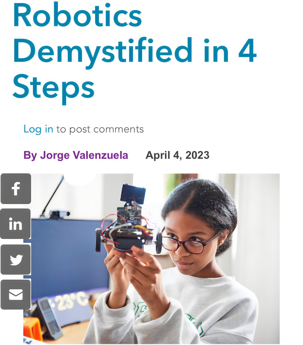 Happy ‘National Robotics Week’!

[READ] ‘Advanced Robotics demystified in 4 steps’ via @ISTEofficial 🦾🤖🦿

Access here: bit.ly/2IfFha0

BIG SO to @VEXRobotics in this article. 

#JorgeDoesPBL #RoboWeek #RevUpRobotics #NationalRoboticsWeek #STEM #CS4All #Education