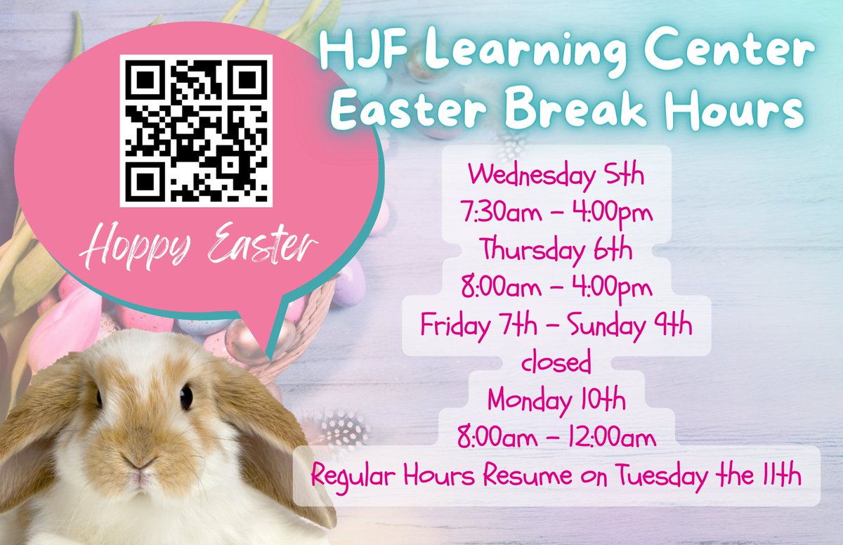 Don't forget to check out our Easter break hours!