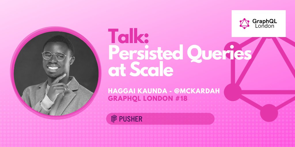 Yay! We are back with another event and new sponsors: <a href="/pusher/">Pusher</a> ⚡️

Join us to learn about *Persisted Queries at Scale* by <a href="/McKardah/">Haggai Whistlar McKardah</a>

🇬🇧 GraphQL London #18
💂‍♂️ RSVP: meetup.com/graphql-london…

Join the largest GraphQL community in the GraphQL-verse!

#graphql #javascript ✨🚀