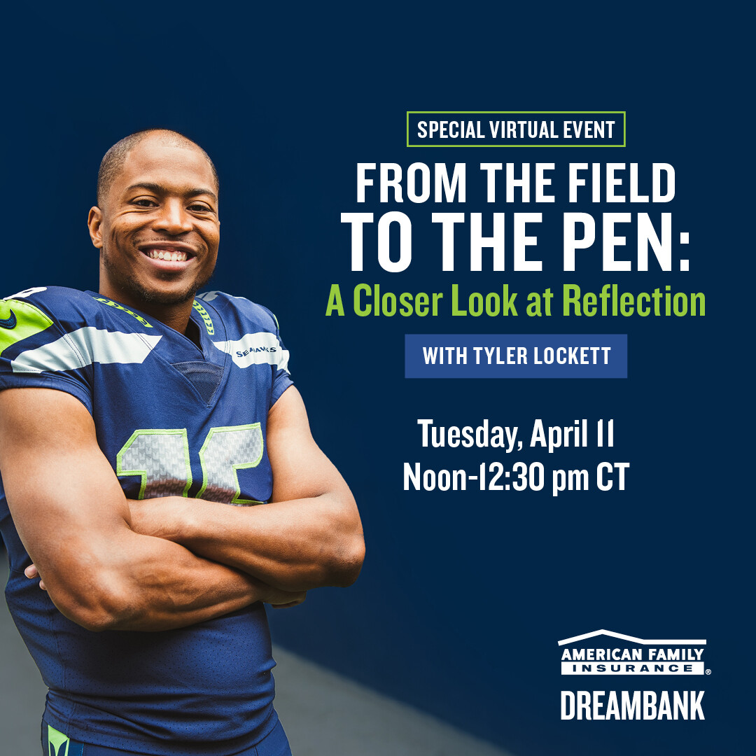 Join us for this free event on 4/11 with Seattle's premier wide receiver and American Family Insurance’s partner, Tyler Lockett, as he shares the impact that poetry has had on his life. Be sure to register to reserve your spot! amfam.ly/3KxfhF1