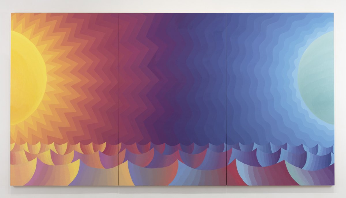 pursuitsinc's tweet photo. “Radiant Spectrum”, an exhibition of Amy Lincoln’s new series of 12 paintings, is on view at Sperone Westwater in NYC. Large-scale seascapes and landscapes reference atmospheric elements and engage concepts of light reflection and refraction.

Image: Sun and Moon Spectrum, 2022 https://t.co/eJbv2cNrl8