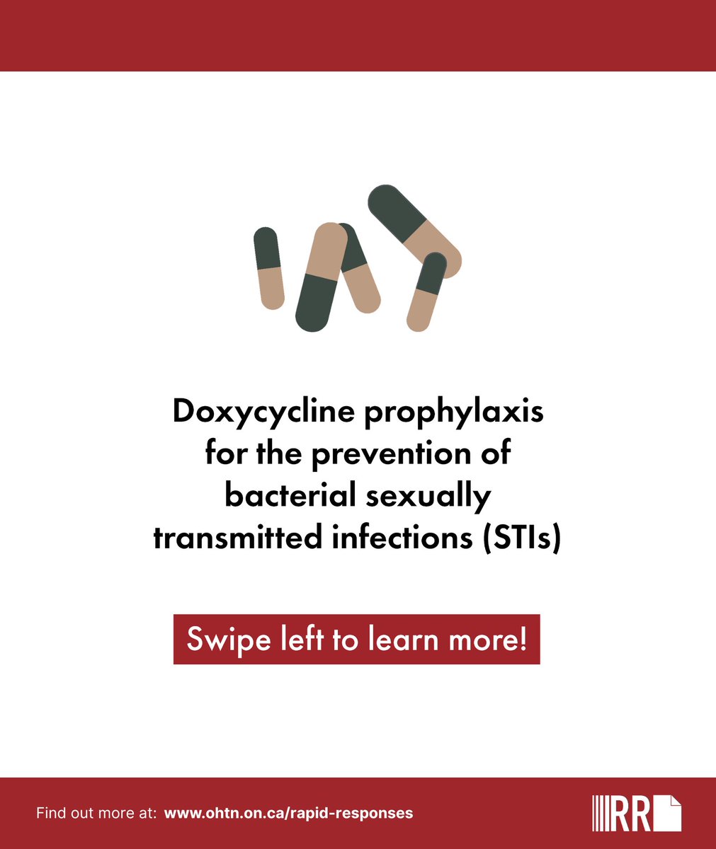 theohtn's tweet image. Rapid Response 175 is now available. 
What is the evidence to support the use of doxycycline for prevention of bacterial STIs (pre- and post-exposure prophylaxis)? 
Learn the answer here: bit.ly/3Kcs2EG 
#TheOHTN #RapidResponse #Doxycycline