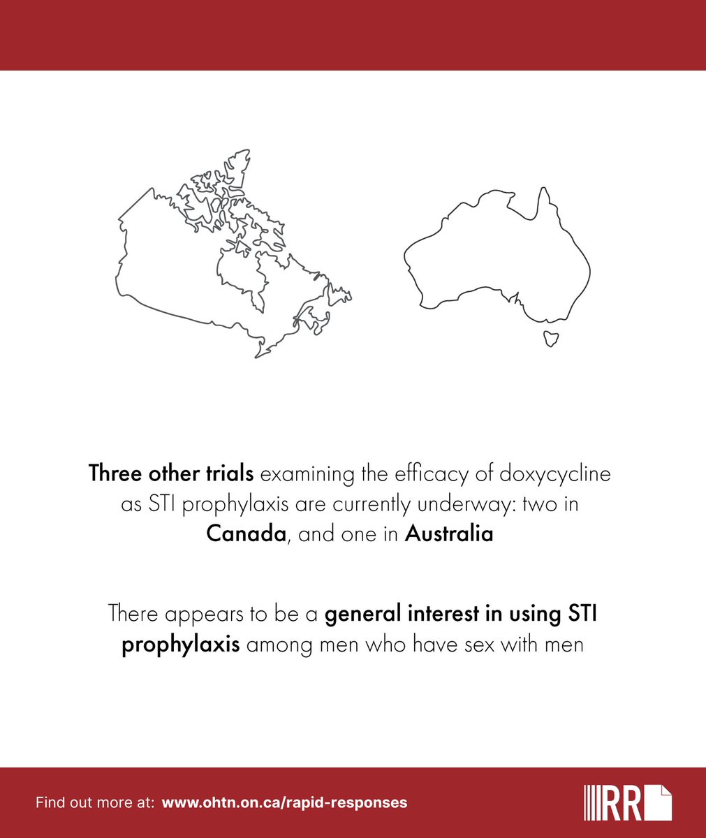 theohtn's tweet image. Rapid Response 175 is now available. 
What is the evidence to support the use of doxycycline for prevention of bacterial STIs (pre- and post-exposure prophylaxis)? 
Learn the answer here: bit.ly/3Kcs2EG 
#TheOHTN #RapidResponse #Doxycycline