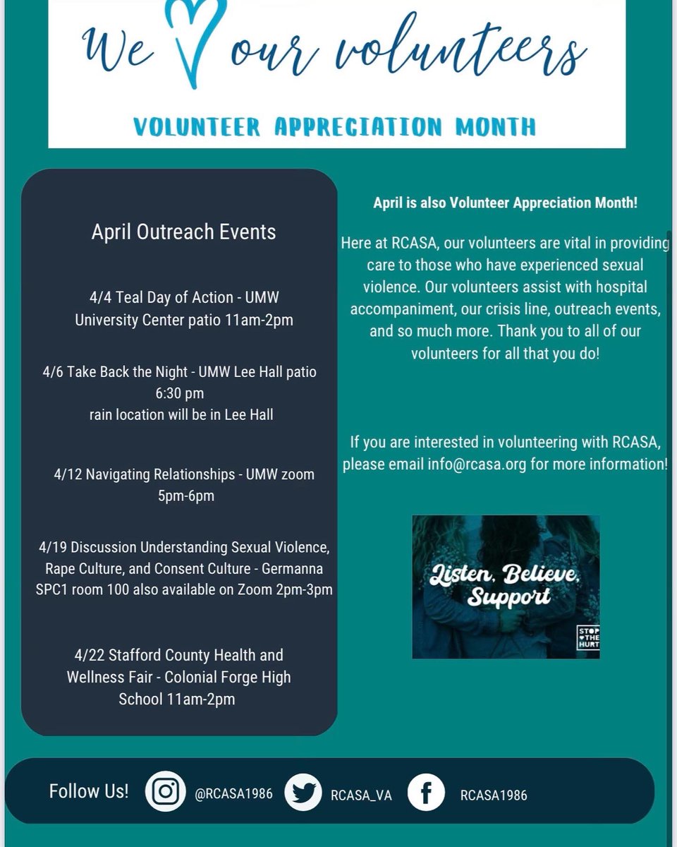 RCASA_VA's tweet photo. Check out our April News letter and some events happening in April https://t.co/A1bEqPHF4X