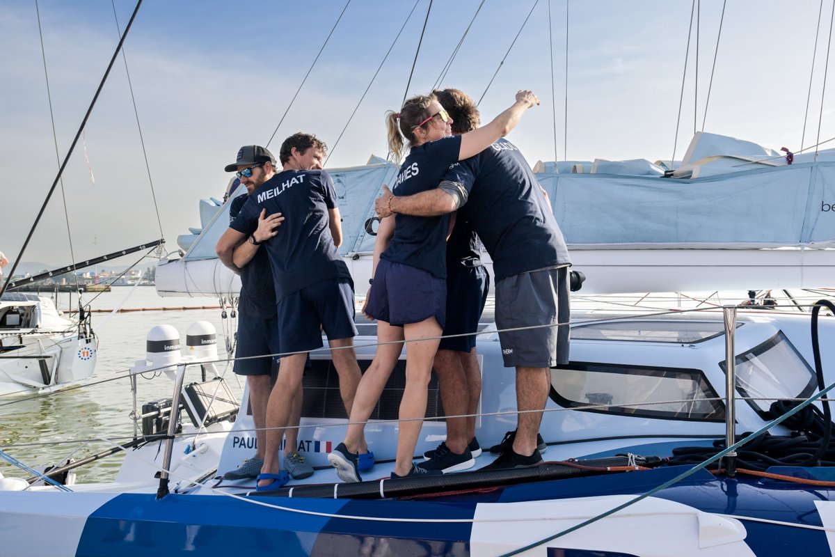 PaulMeilhat's tweet photo. 🇧🇷 The crew is now in Itajaí!

💬 « It was not easy everyday but we did it! I'm happy because the choice of the crew was really importante. To have sam, Damien and Anthony was really great help »

The work of the shore team can now begin 💪

📸 Sailing Energy

#BiothermSailing https://t.co/a4amS2UOt0