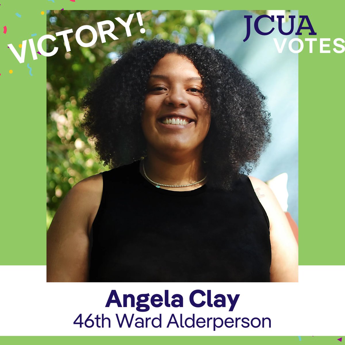JCUA Votes (@jcua_votes) on Twitter photo Congratulations to Brandon Johnson, <a href="/brandon4chicago/">Brandon Johnson</a>, the next Mayor of Chicago! ✨
And congratulations to Desmon Yancy, <a href="/yancyforthe5th/">Desmon Yancy</a>, and Angela Clay, <a href="/ClayFor46/">Neighbors For Angela Clay</a>, who are headed to City Council! ✨ Congratulations to Brandon Johnson, <a href="/brandon4chicago/">Brandon Johnson</a>, the next Mayor of Chicago! ✨
And congratulations to Desmon Yancy, <a href="/yancyforthe5th/">Desmon Yancy</a>, and Angela Clay, <a href="/ClayFor46/">Neighbors For Angela Clay</a>, who are headed to City Council! ✨