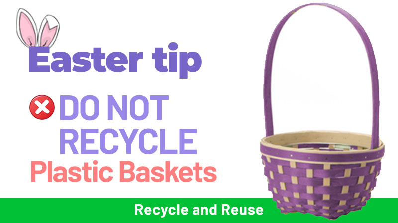 HoustonTrash's tweet photo. #EasterTip 🐇🐣
❌ Plastic baskets are not recyclable. Also, avoid cellophane wrap.
✅ Instead, invest in a well-made (or even better, secondhand) basket that can be decorated and reused! ♻️
#HolidayTip #KnowYourNos #RecycleRight https://t.co/x54F0Ja6ym