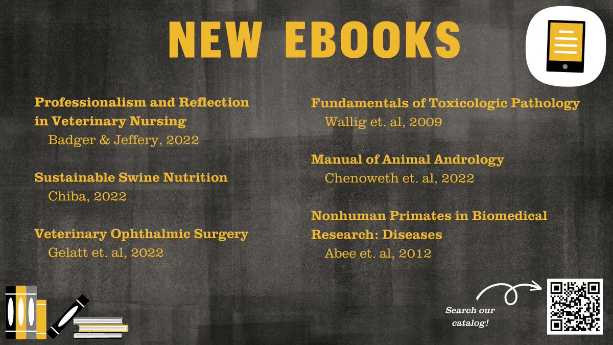 ZalkLibrary's tweet photo. Head to our catalog at https://t.co/uIVTGpTu5e and access some of our new ebooks ⬇️ Happy reading! #MizzouLibraries #eBooks #VetMed https://t.co/pHhmSS8jZX