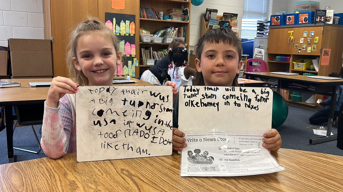 These two are super excited about the news stories they wrote during our rotation time. #slaugtherstrong2223 #mymisdreads