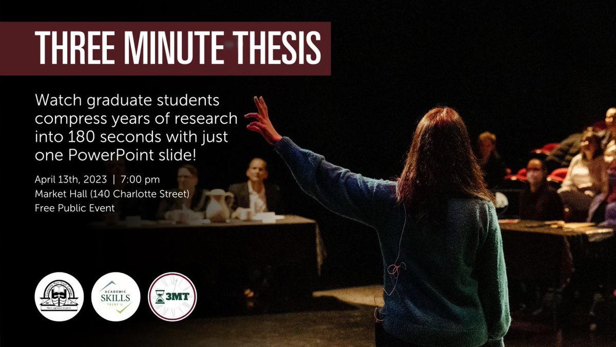 Trent University Research & Innovation (@trenturesearch) on Twitter photo 3 Minutes. Years of Research. 1 PowerPoint slide. Go! Come watch our <a href="/TrentUniversity/">Trent University</a> graduate students take on the 3 Minute Thesis competition on April 13th, 7:00pm at Market Hall! #3MT #Thesis <a href="/TrentGradSchool/">School of Graduate Studies at Trent University</a> 3 Minutes. Years of Research. 1 PowerPoint slide. Go! Come watch our <a href="/TrentUniversity/">Trent University</a> graduate students take on the 3 Minute Thesis competition on April 13th, 7:00pm at Market Hall! #3MT #Thesis <a href="/TrentGradSchool/">School of Graduate Studies at Trent University</a>