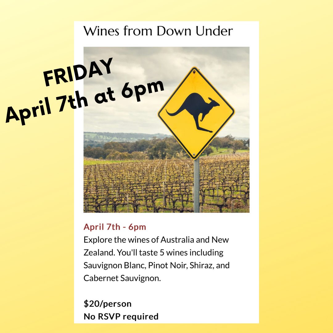 FRIDAY, APRIL 7TH at 6pm. $20 per person - No RSVP. Sorry for the confusion. See you Friday! #wineneeded #busyweekneedwine #popuptasting #popup #winepopup #correctyourcalendar